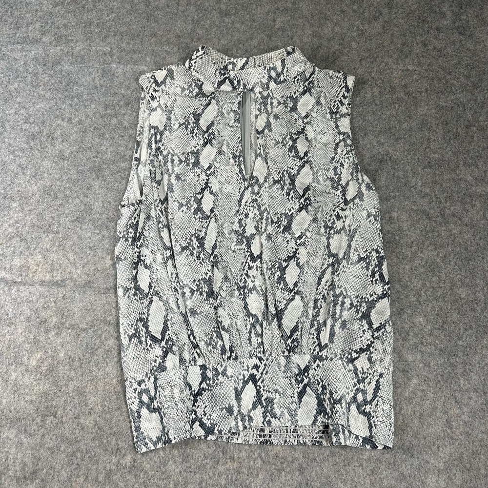 FRAME Top Womens Medium Silk Snakeskin Python High Neck Key Hole‎ Blouse Flaw